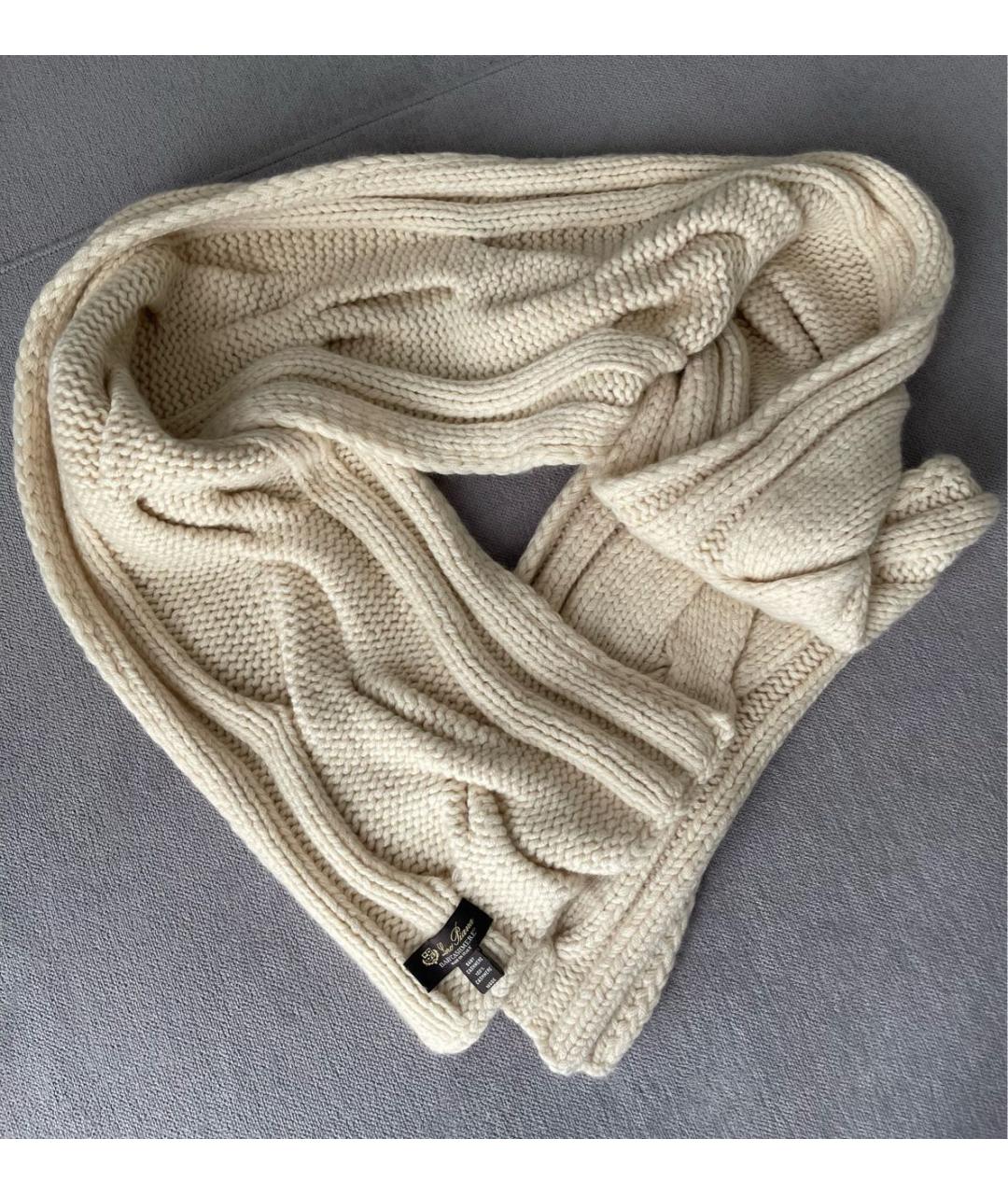 LORO PIANA Бежевый кашемировый шарф, фото 7
