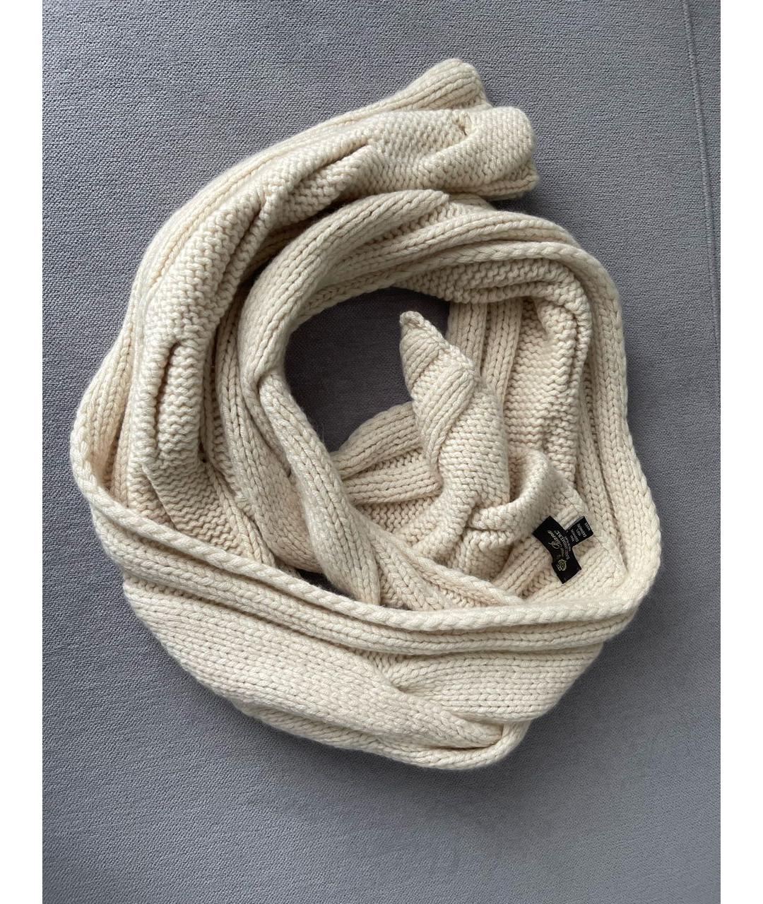 LORO PIANA Бежевый кашемировый шарф, фото 6