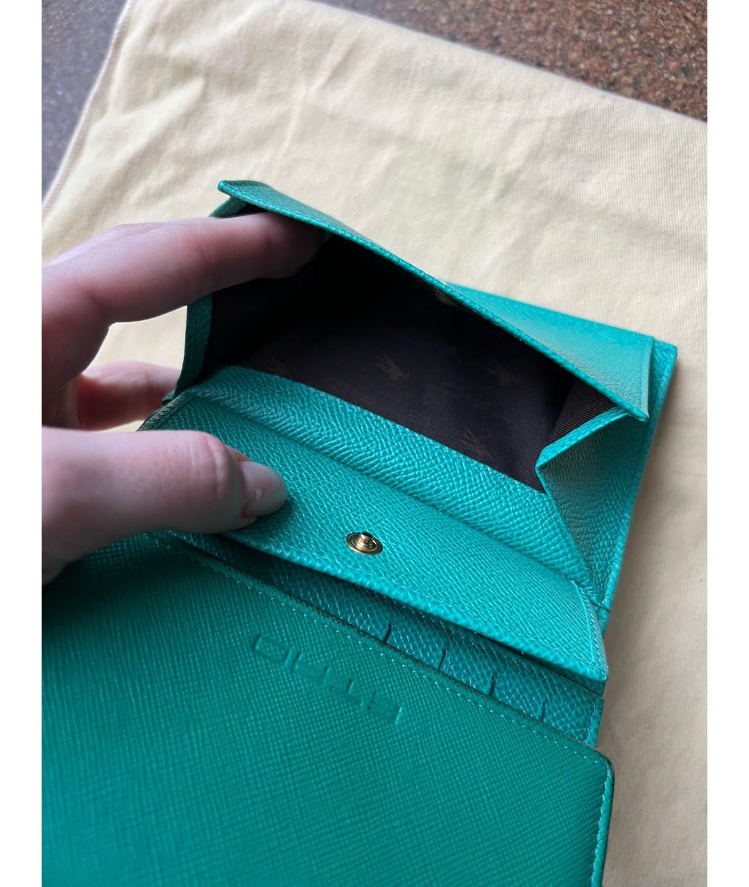 ETRO Зеленый кожаный кошелек, фото 5