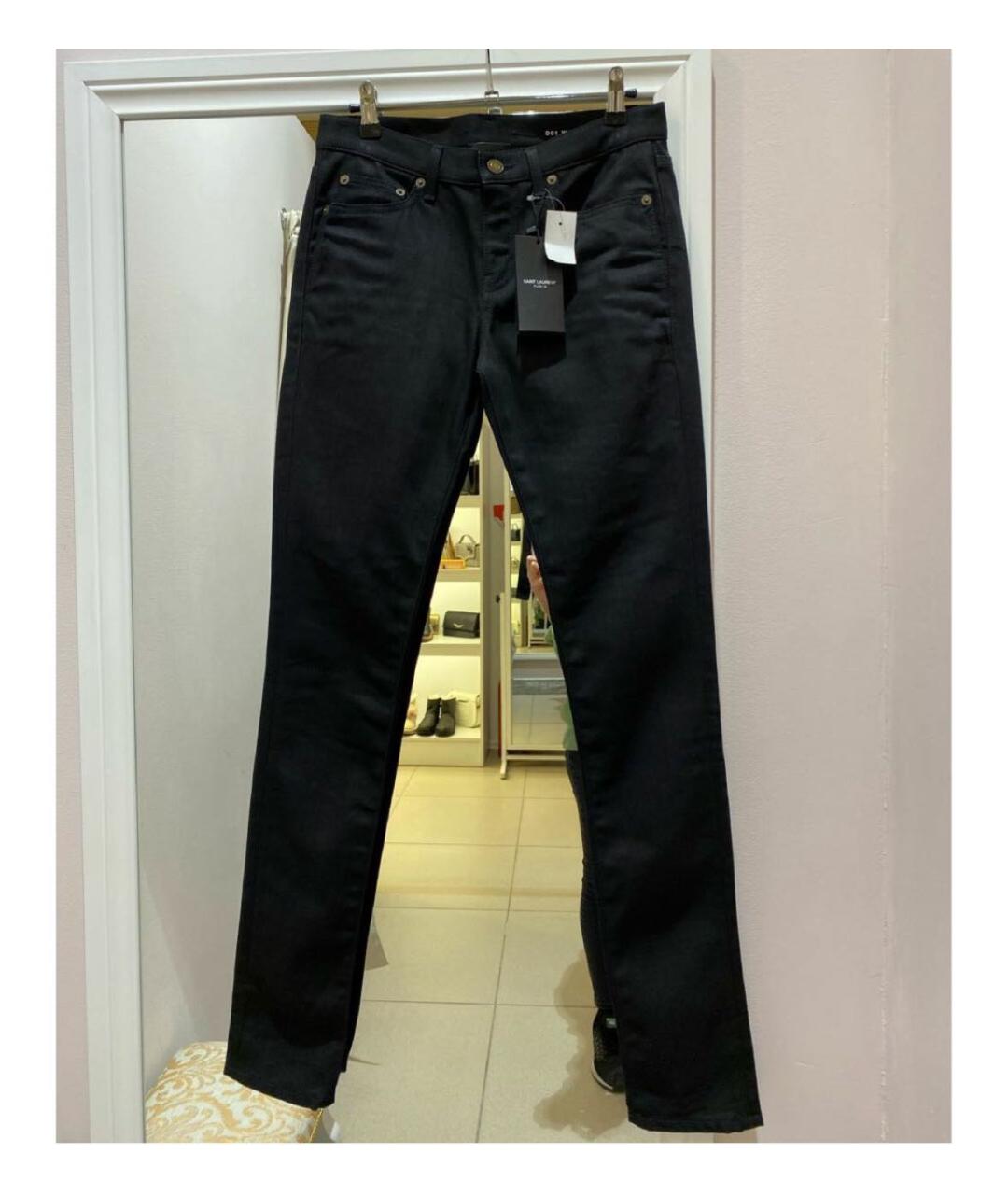 SAINT LAURENT Черные хлопко-эластановые джинсы слим, фото 7