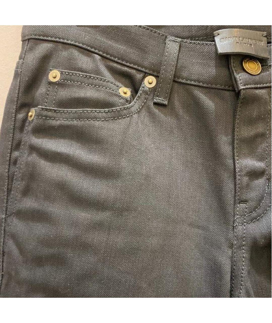 SAINT LAURENT Черные хлопко-эластановые джинсы слим, фото 4