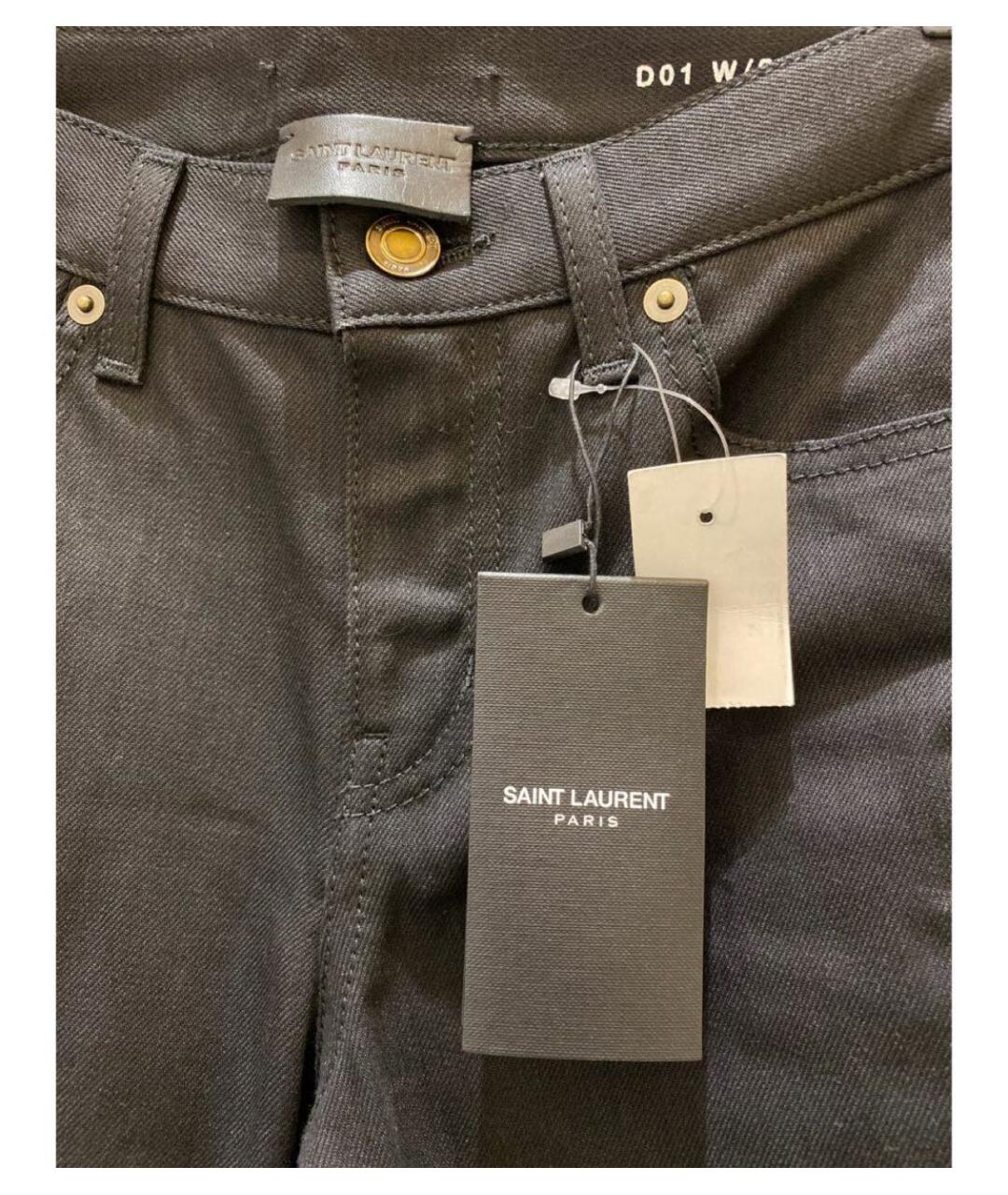 SAINT LAURENT Черные хлопко-эластановые джинсы слим, фото 3