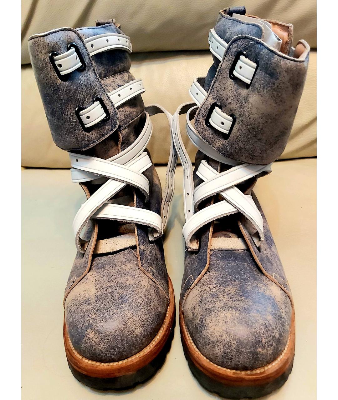 BERNHARD WILLHELM Серые кожаные высокие ботинки, фото 2