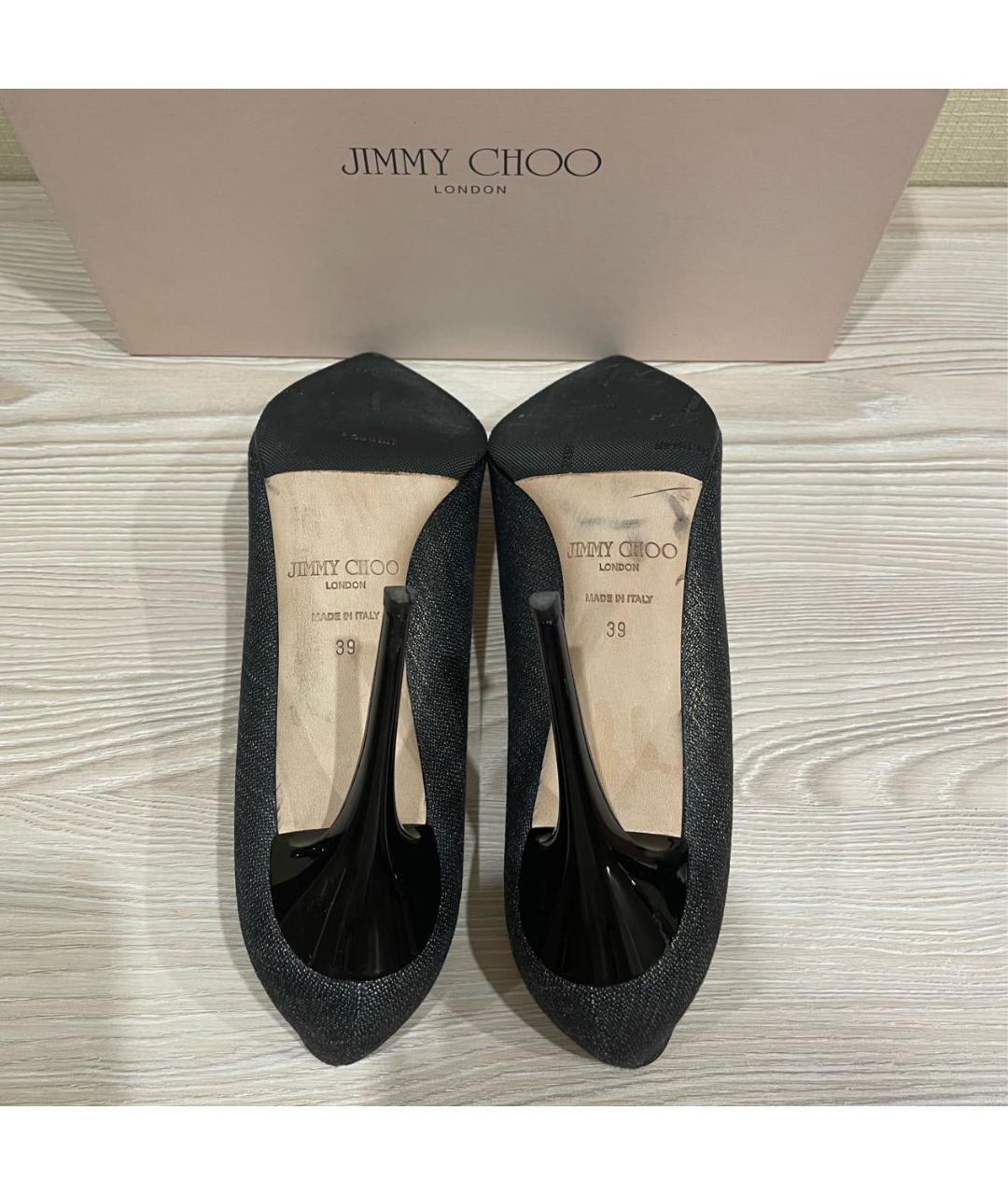 JIMMY CHOO Темно-синие текстильные туфли, фото 4