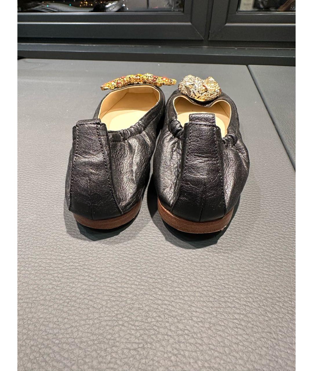 GOLDEN GOOSE DELUXE BRAND Черные кожаные лодочки на низком каблуке, фото 4