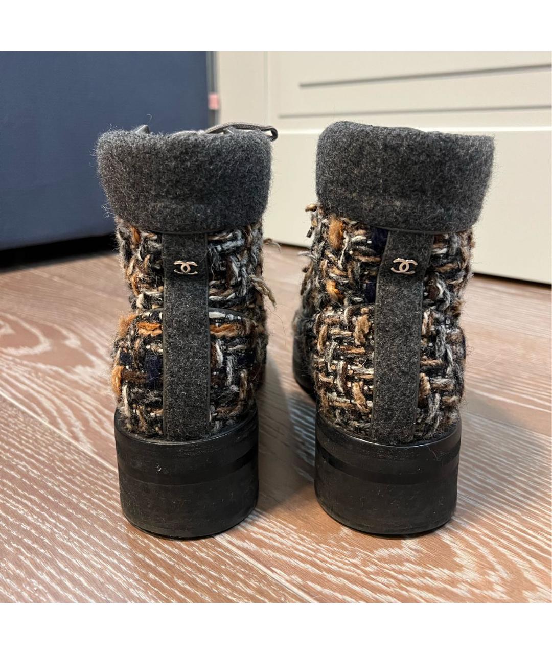 CHANEL Коричневые текстильные ботильоны, фото 4
