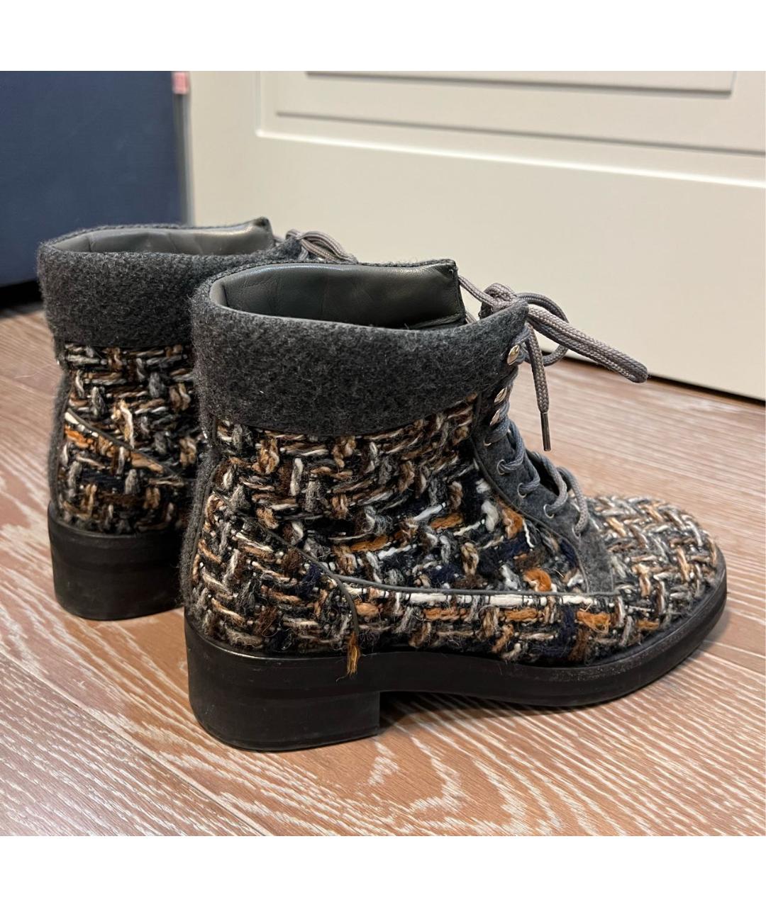 CHANEL Коричневые текстильные ботильоны, фото 5