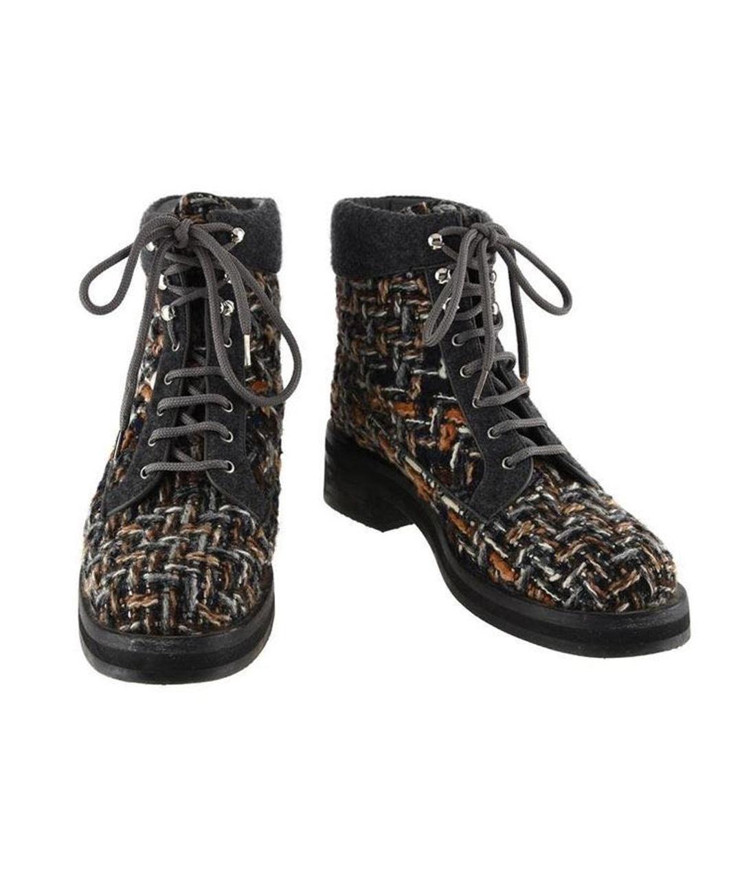 CHANEL Коричневые текстильные ботильоны, фото 6