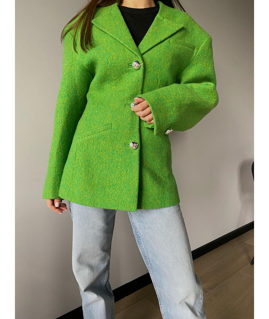 Ganni green wool coat on sale