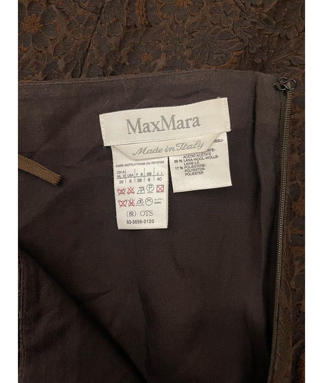 MAX MARA Коричневая шерстяная юбка миди, фото 5