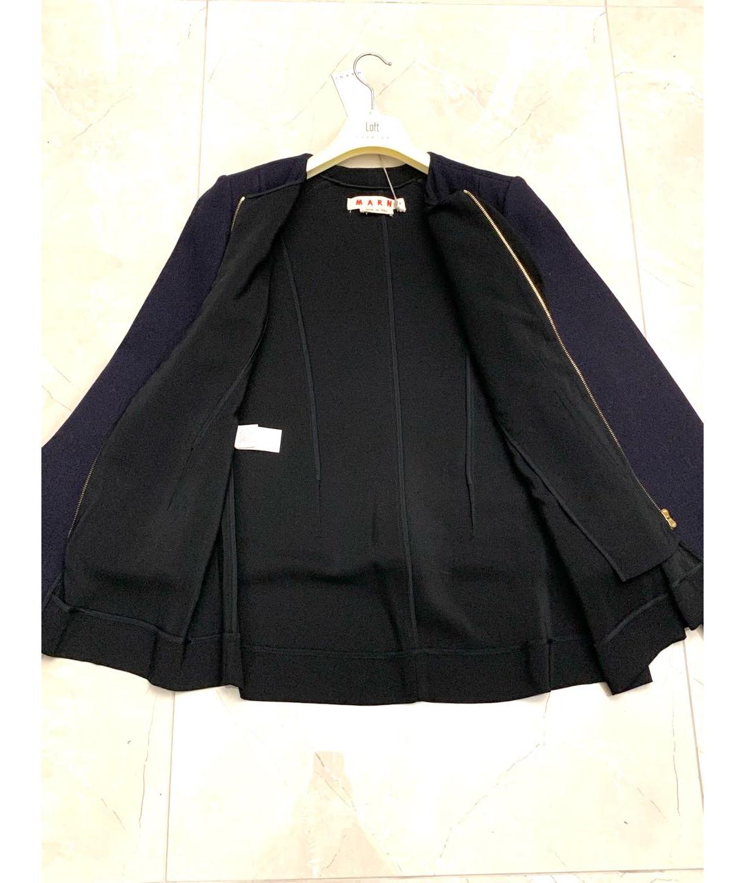 MARNI Темно-синий шерстяной жакет/пиджак, фото 6