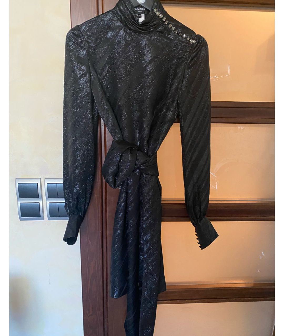 AZZARO Черное шелковое коктейльное платье, фото 6