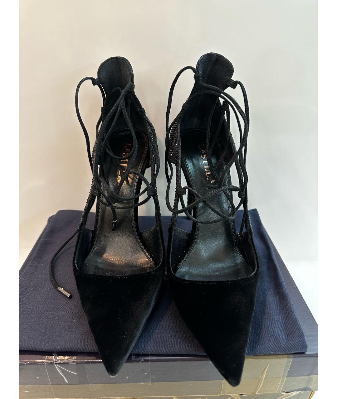 LE SILLA Черные бархатные туфли, фото 7