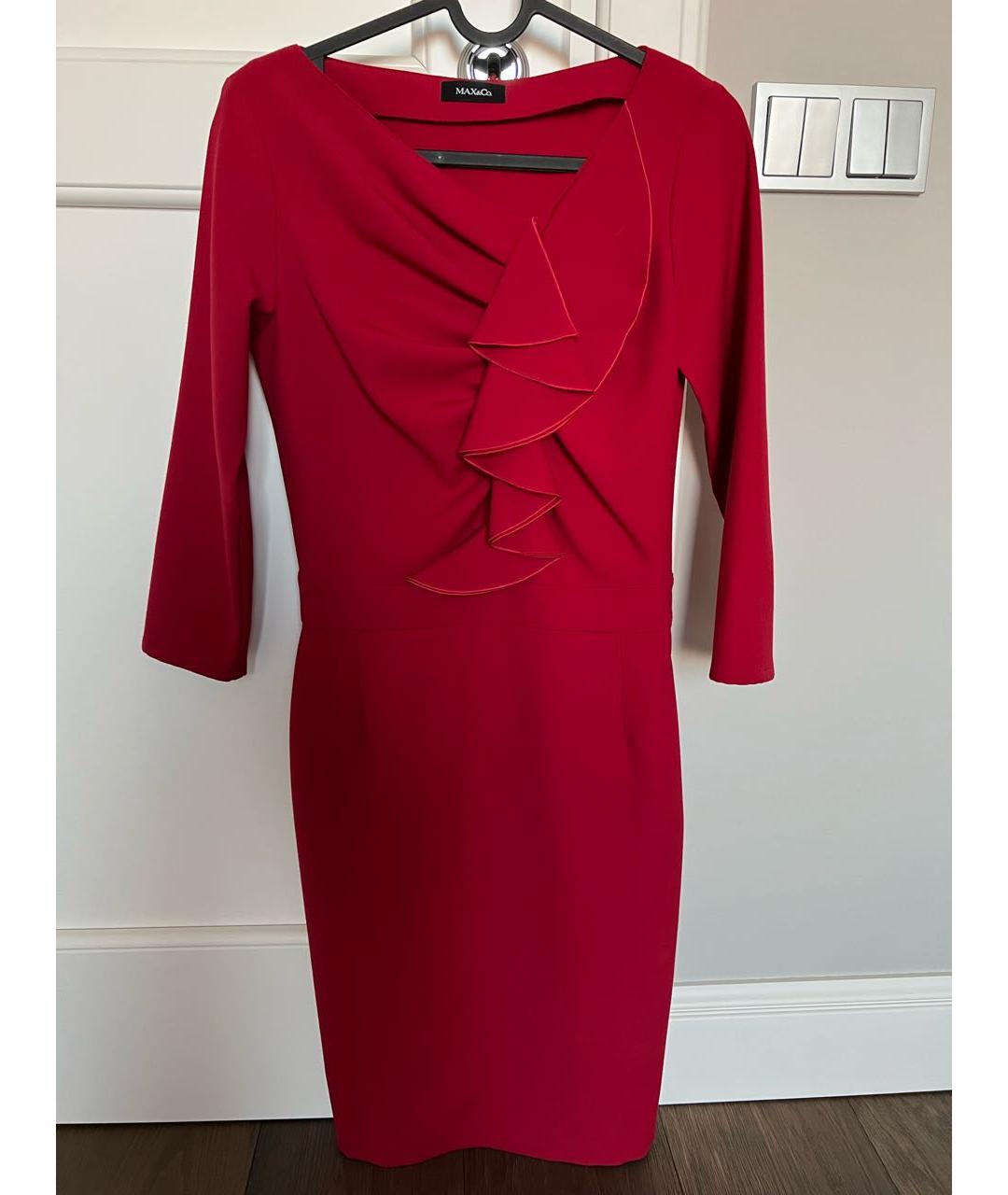 MAX&CO Красное шерстяное повседневное платье, фото 5