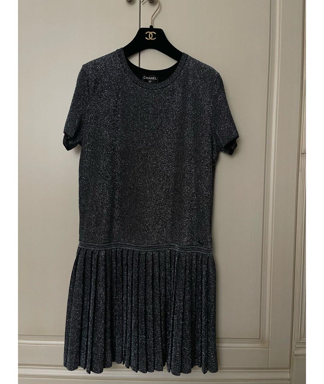 CHANEL Черное вискозное вечернее платье, фото 4