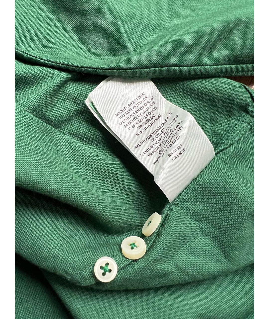 RALPH LAUREN Зеленая хлопковая кэжуал рубашка, фото 6