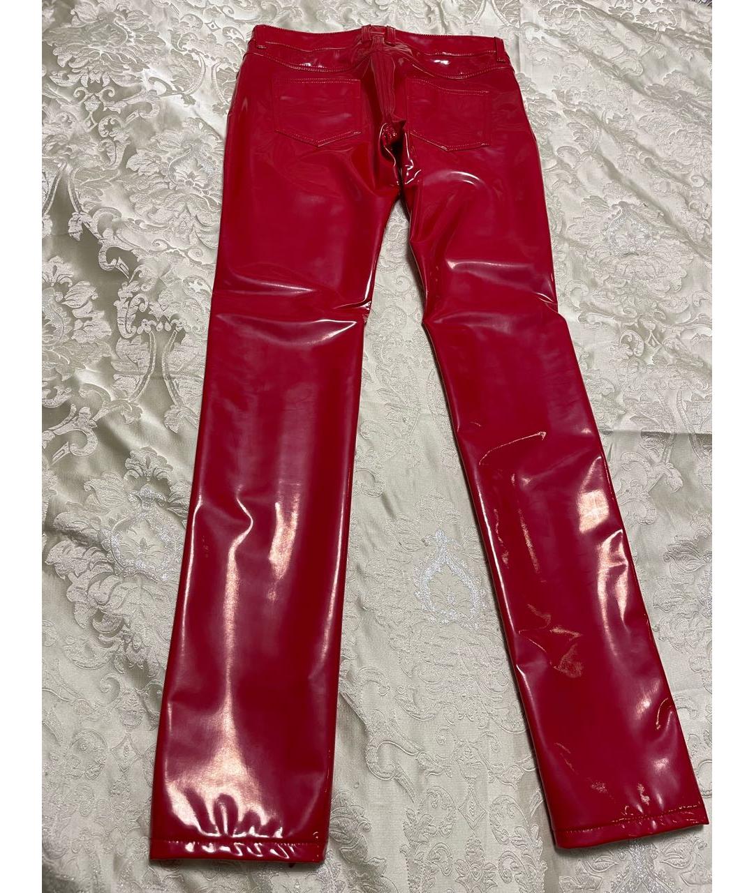 VERSACE Красные полиамидовые прямые брюки, фото 4