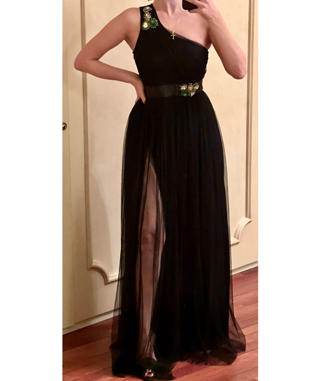 PINKO Черное полиамидовое вечернее платье, фото 2