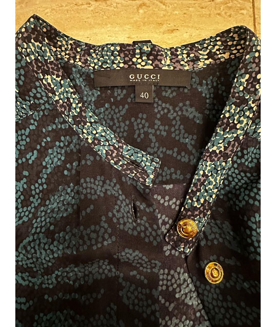 GUCCI Зеленая шелковая блузы, фото 3