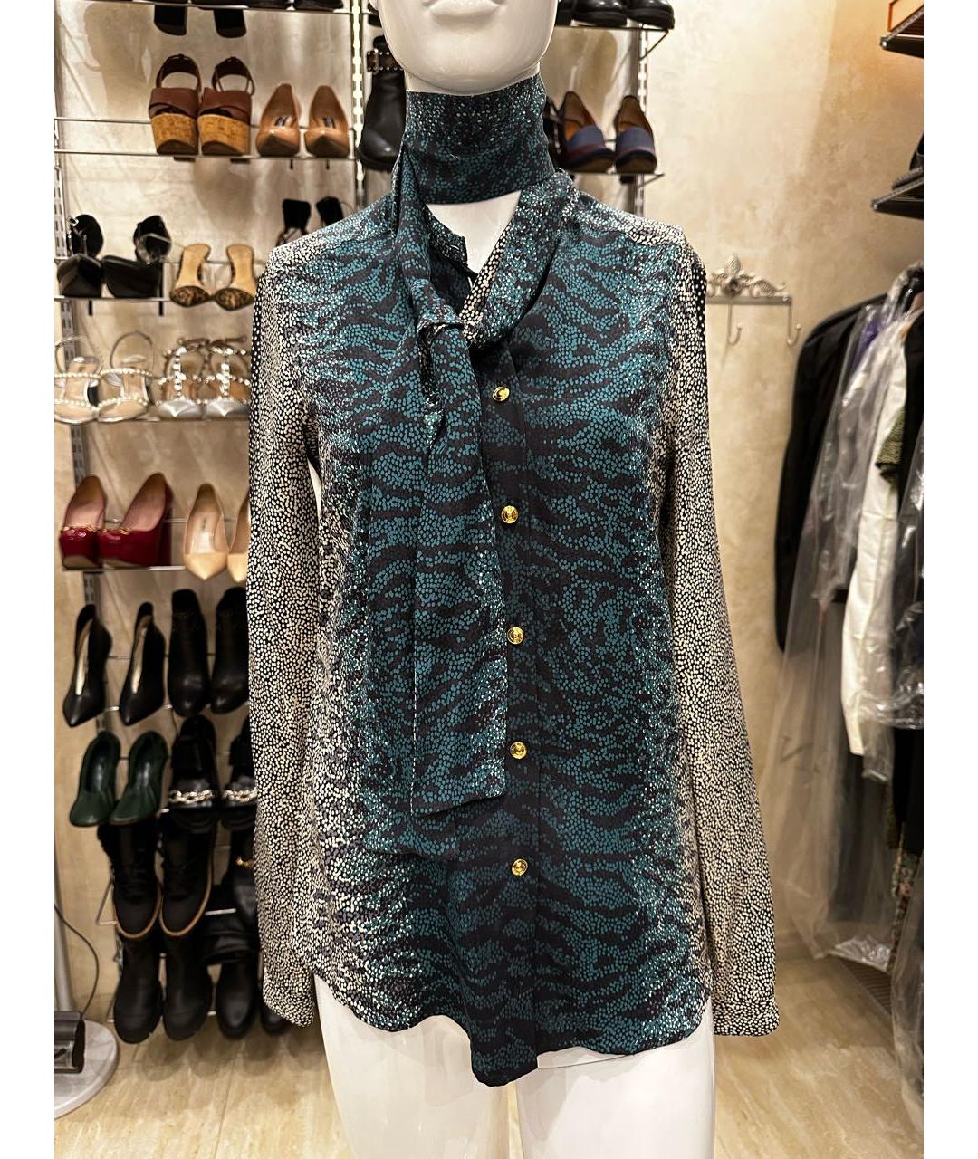 GUCCI Зеленая шелковая блузы, фото 6