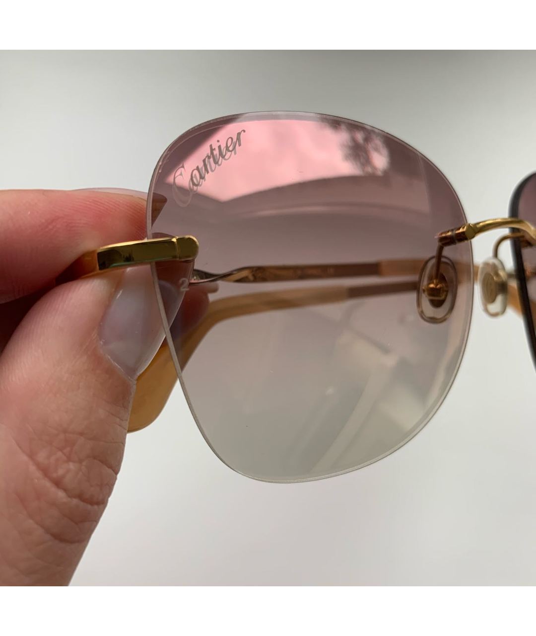 CARTIER Золотые металлические солнцезащитные очки, фото 8