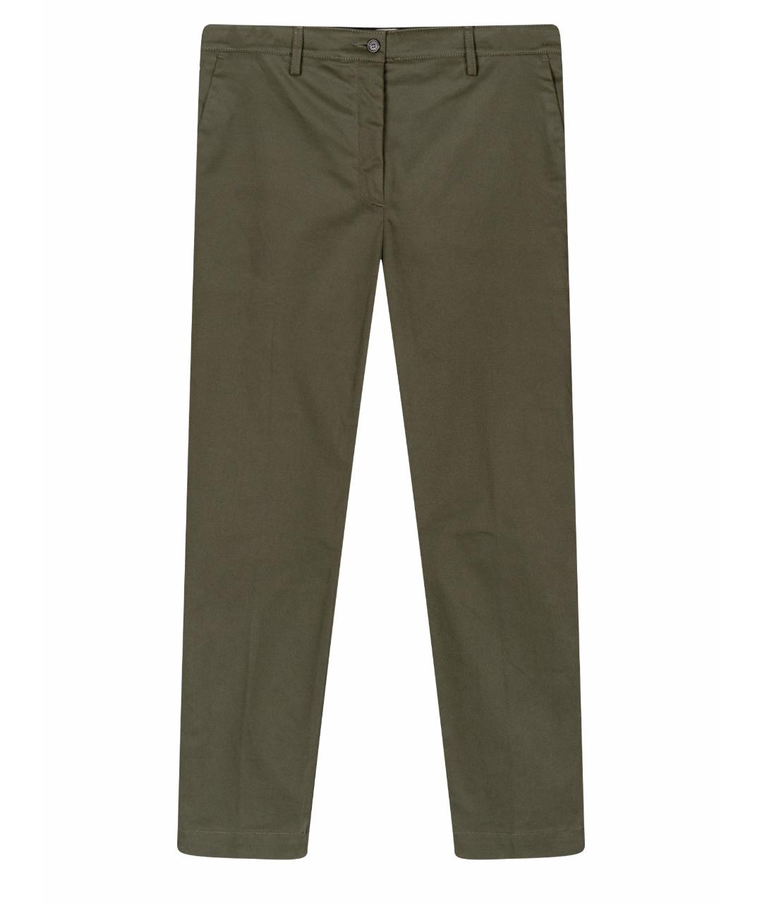 KENZO Зеленые хлопковые прямые брюки, фото 1