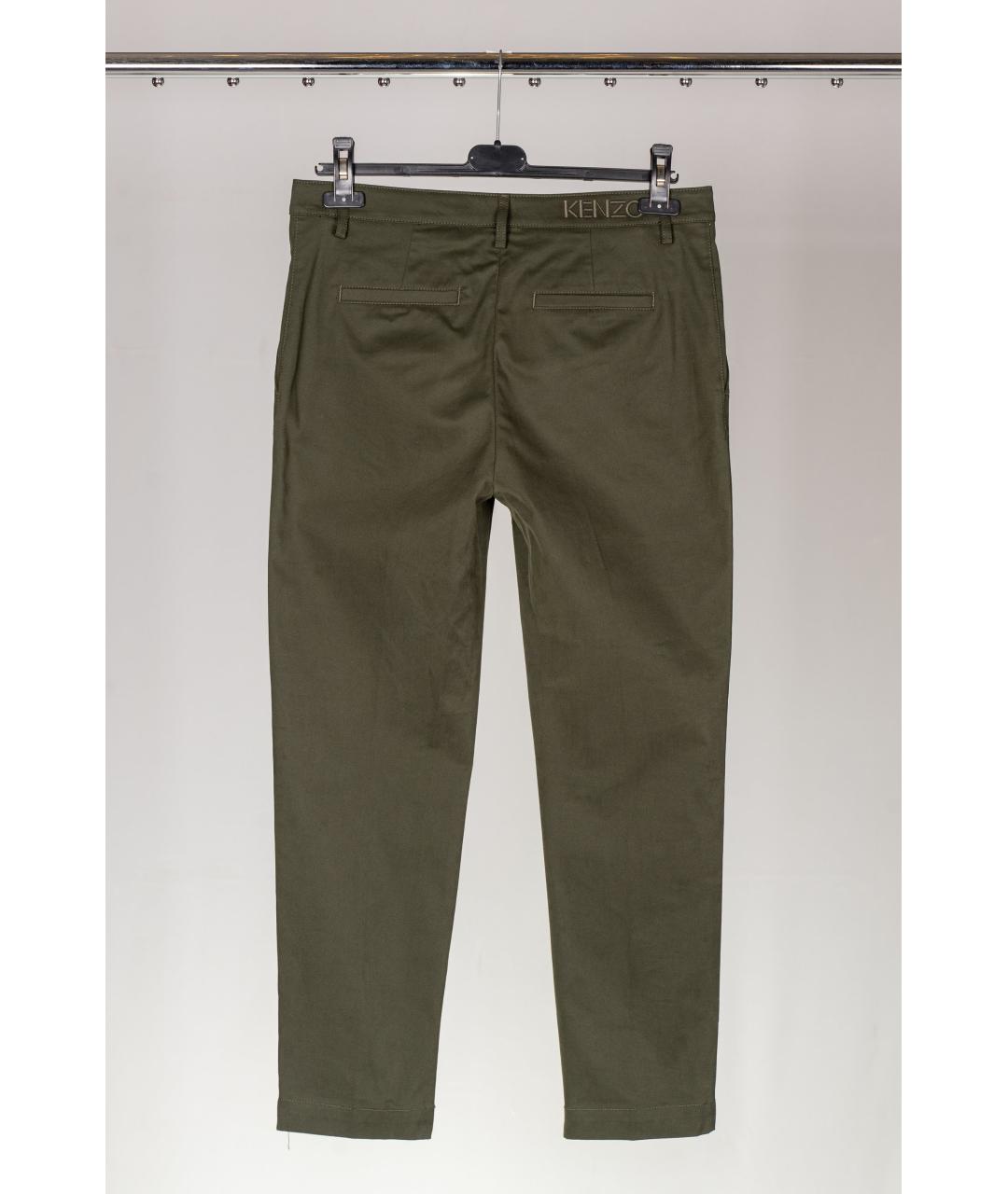 KENZO Зеленые хлопковые прямые брюки, фото 2