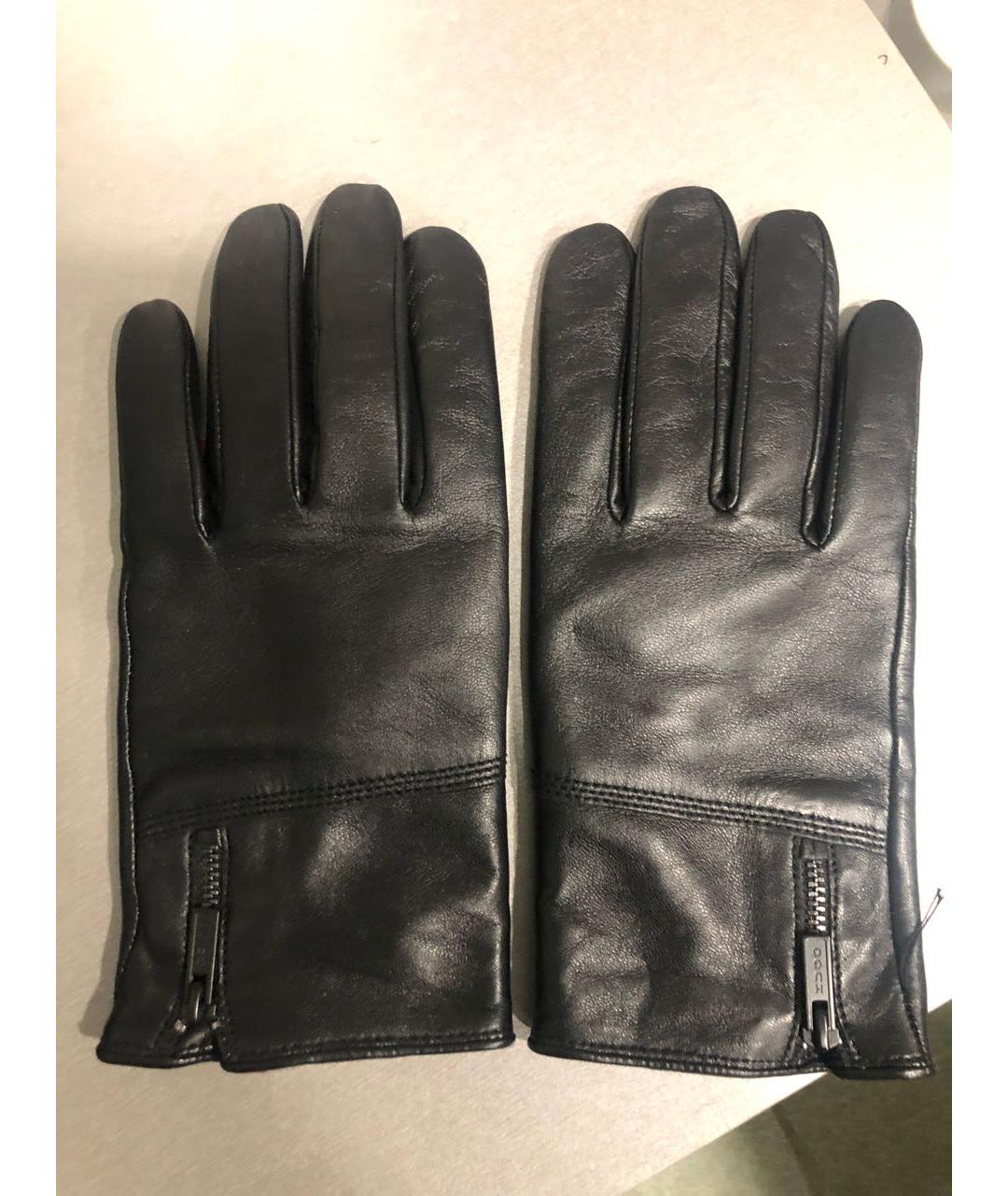 HUGO BOSS Черные кожаные перчатки, фото 5