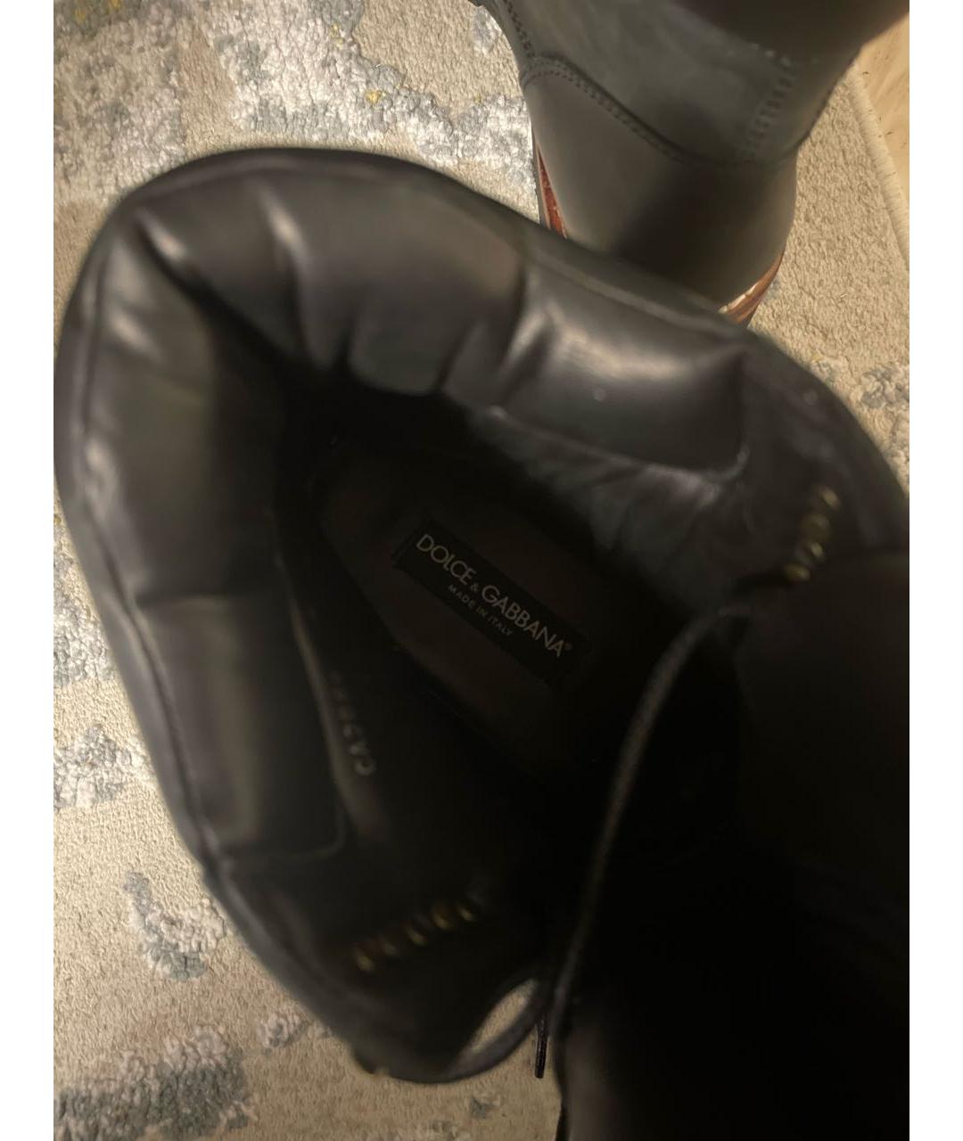 DOLCE&GABBANA Черные нубуковые высокие ботинки, фото 5