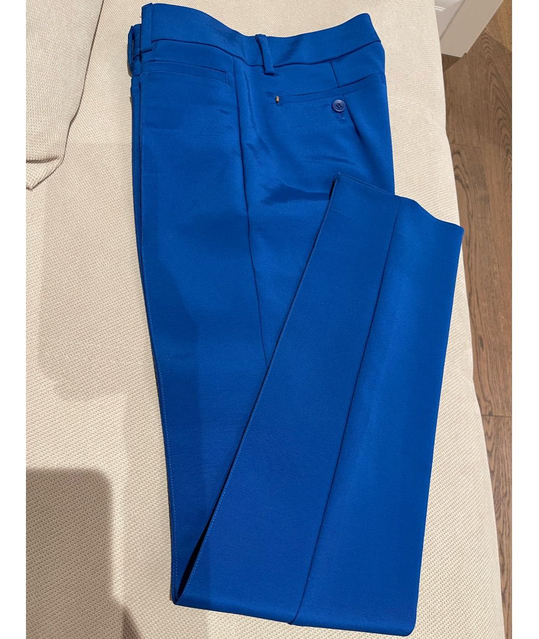 SPORTMAX Синие ацетатные брюки узкие, фото 4