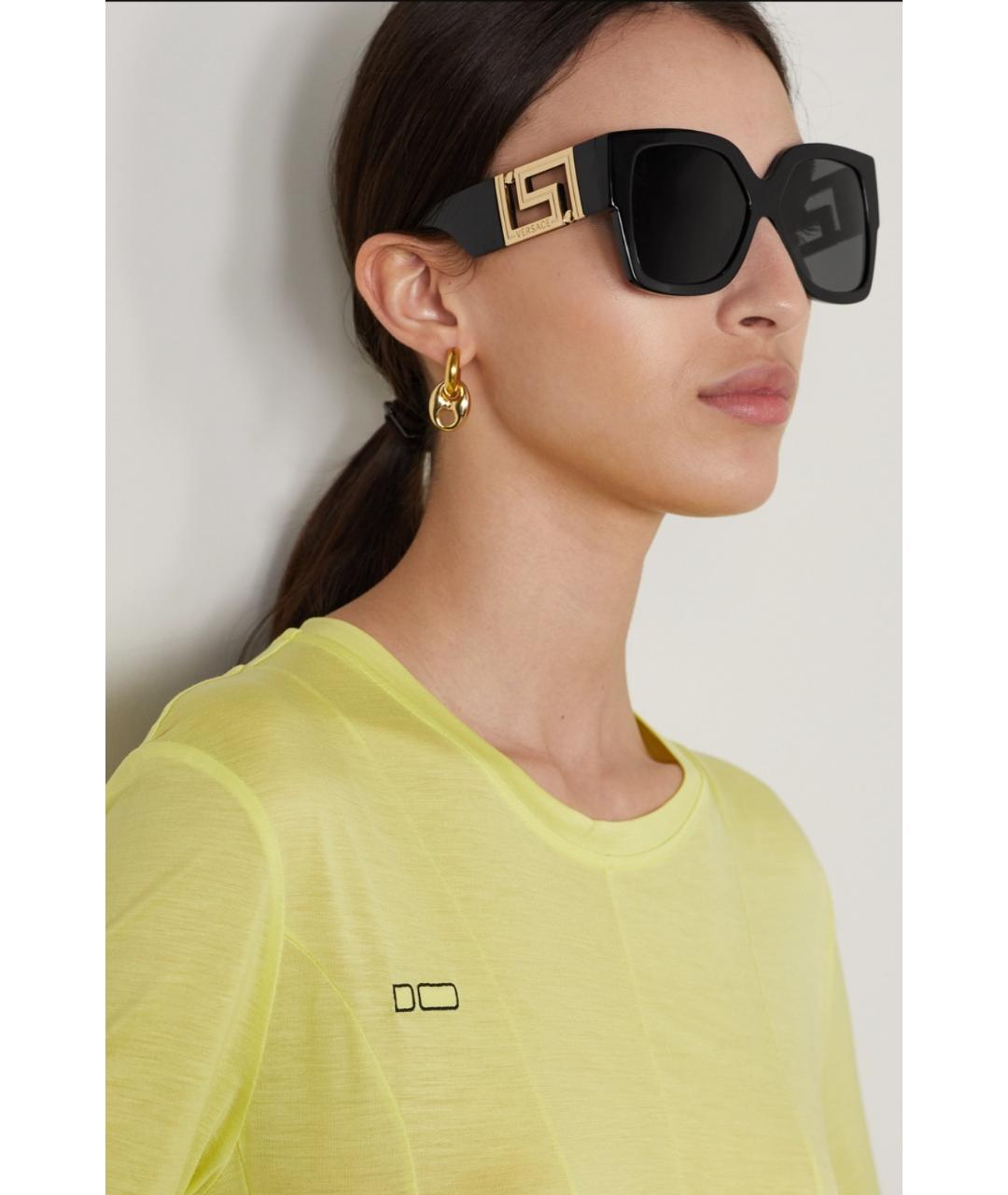 VERSACE Черные пластиковые солнцезащитные очки, фото 3