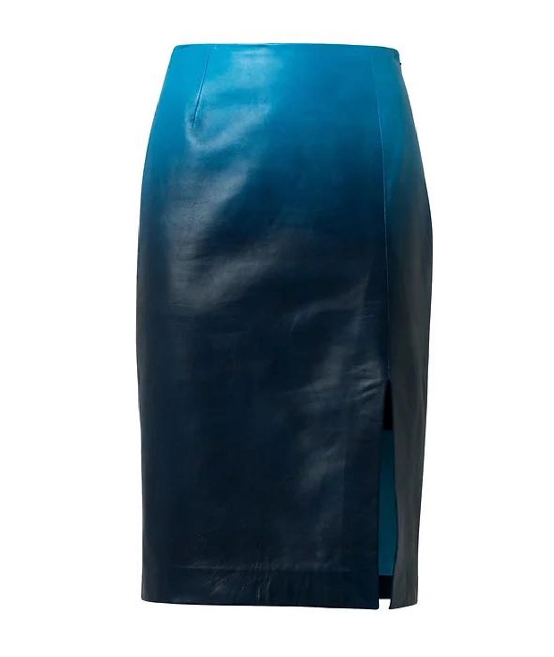 DOROTHEE SCHUMACHER Синяя кожаная юбка миди, фото 1