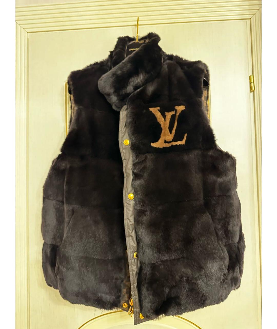LOUIS VUITTON Коричневый меховой жилет, фото 3