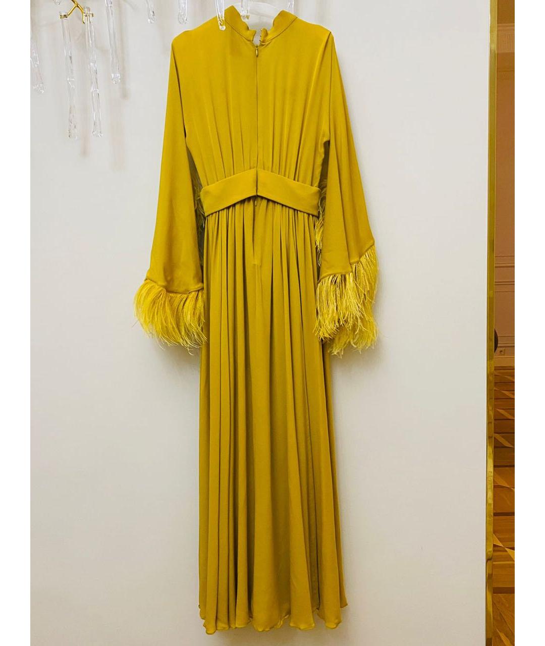ELIE SAAB Золотое шифоновое вечернее платье, фото 2