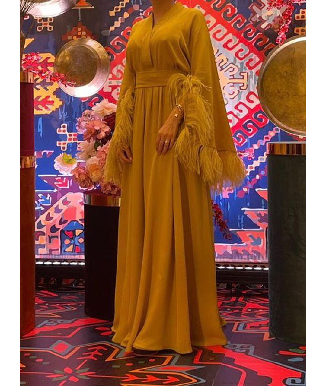 ELIE SAAB Золотое шифоновое вечернее платье, фото 8