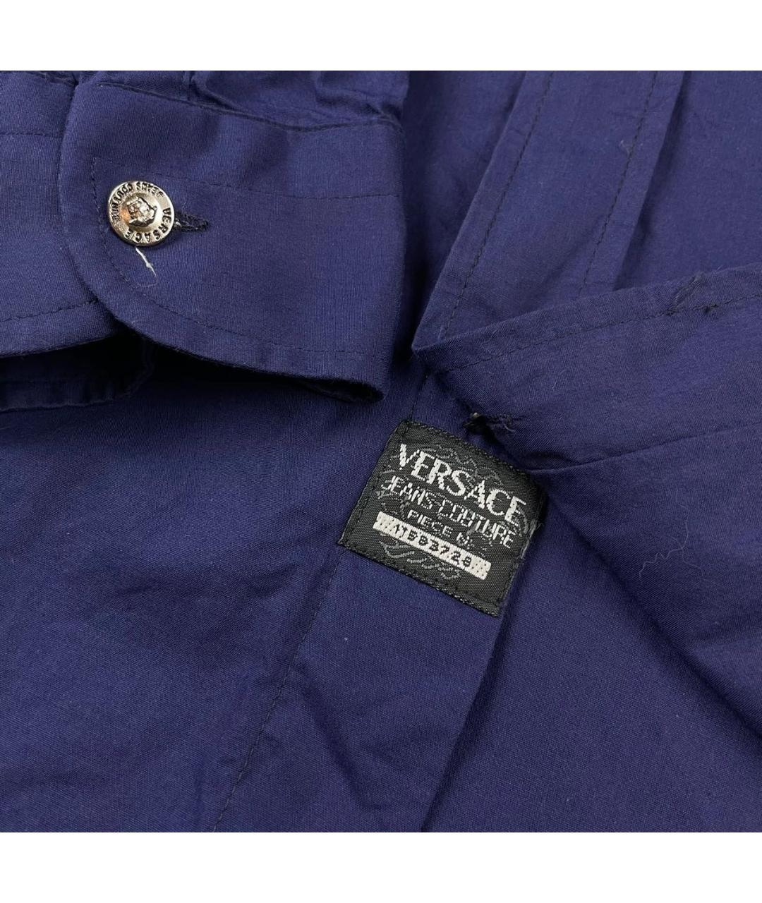 VERSACE JEANS COUTURE Темно-синяя хлопковая классическая рубашка, фото 5