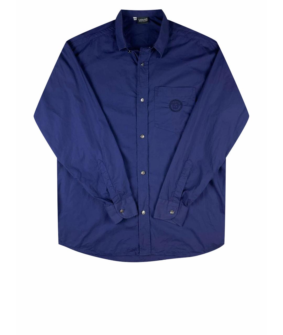 VERSACE JEANS COUTURE Темно-синяя хлопковая классическая рубашка, фото 1