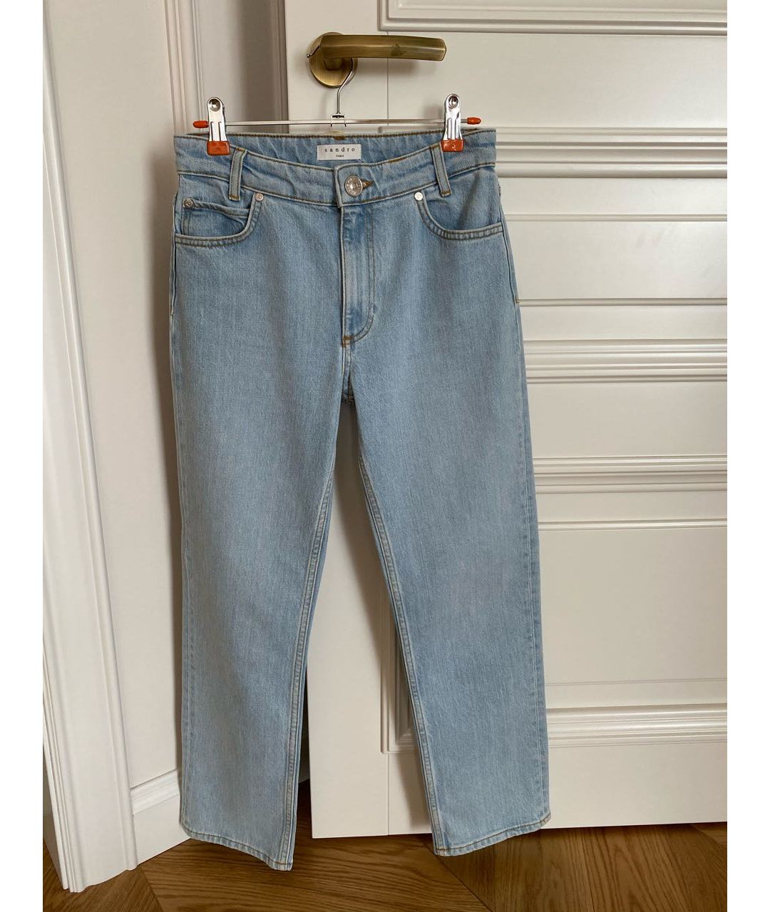 SANDRO Голубые хлопковые прямые джинсы, фото 5