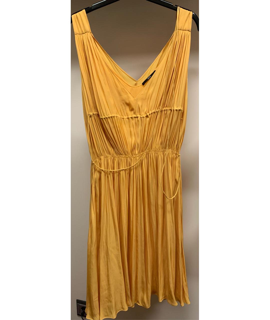 HUGO BOSS Желтое полиэстеровое коктейльное платье, фото 4