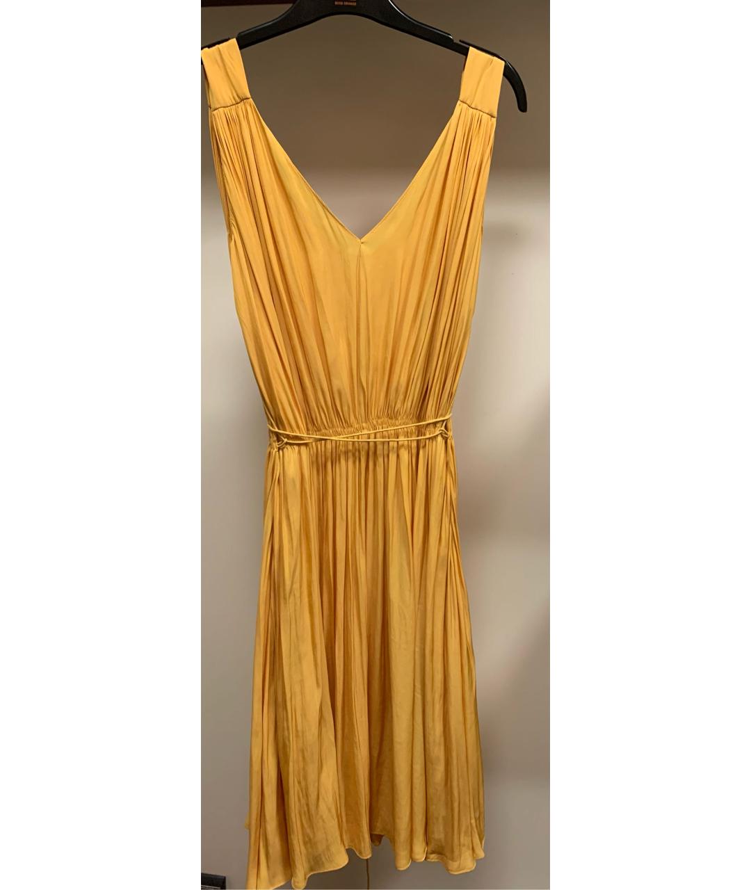 HUGO BOSS Желтое полиэстеровое коктейльное платье, фото 3