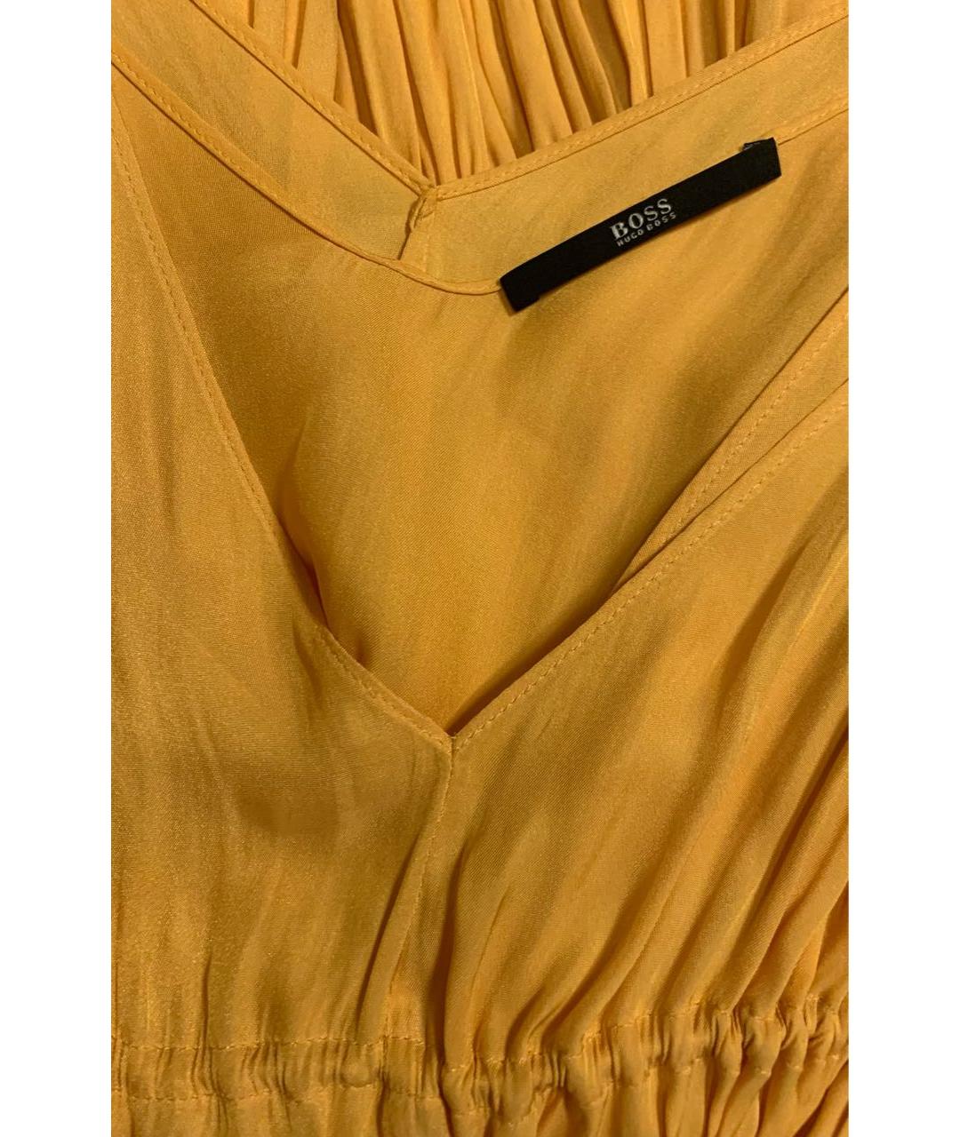 HUGO BOSS Желтое полиэстеровое коктейльное платье, фото 7