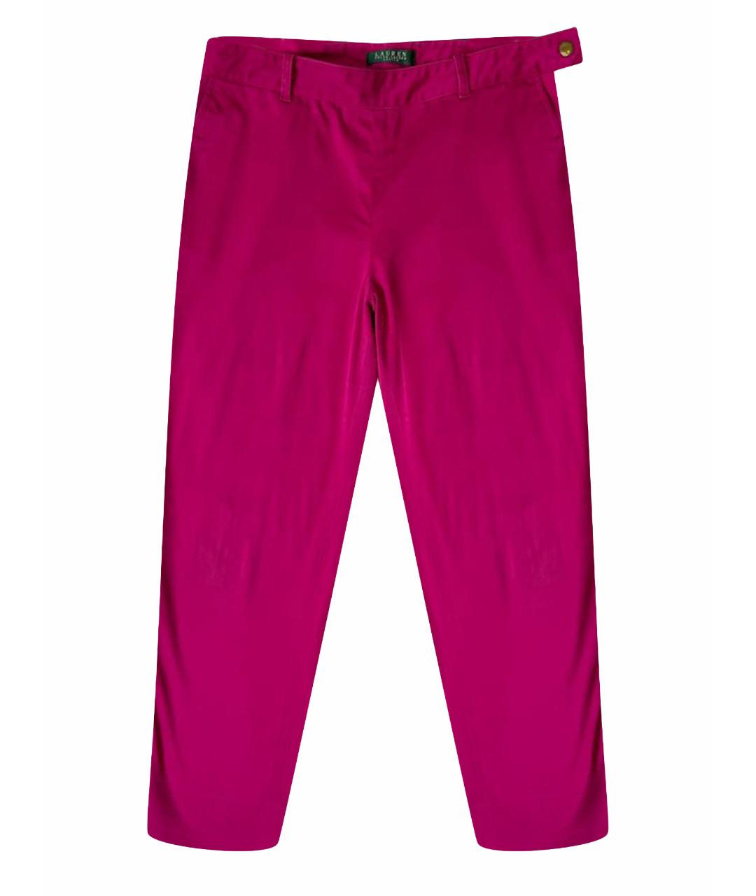 RALPH LAUREN Розовые хлопко-эластановые брюки узкие, фото 1