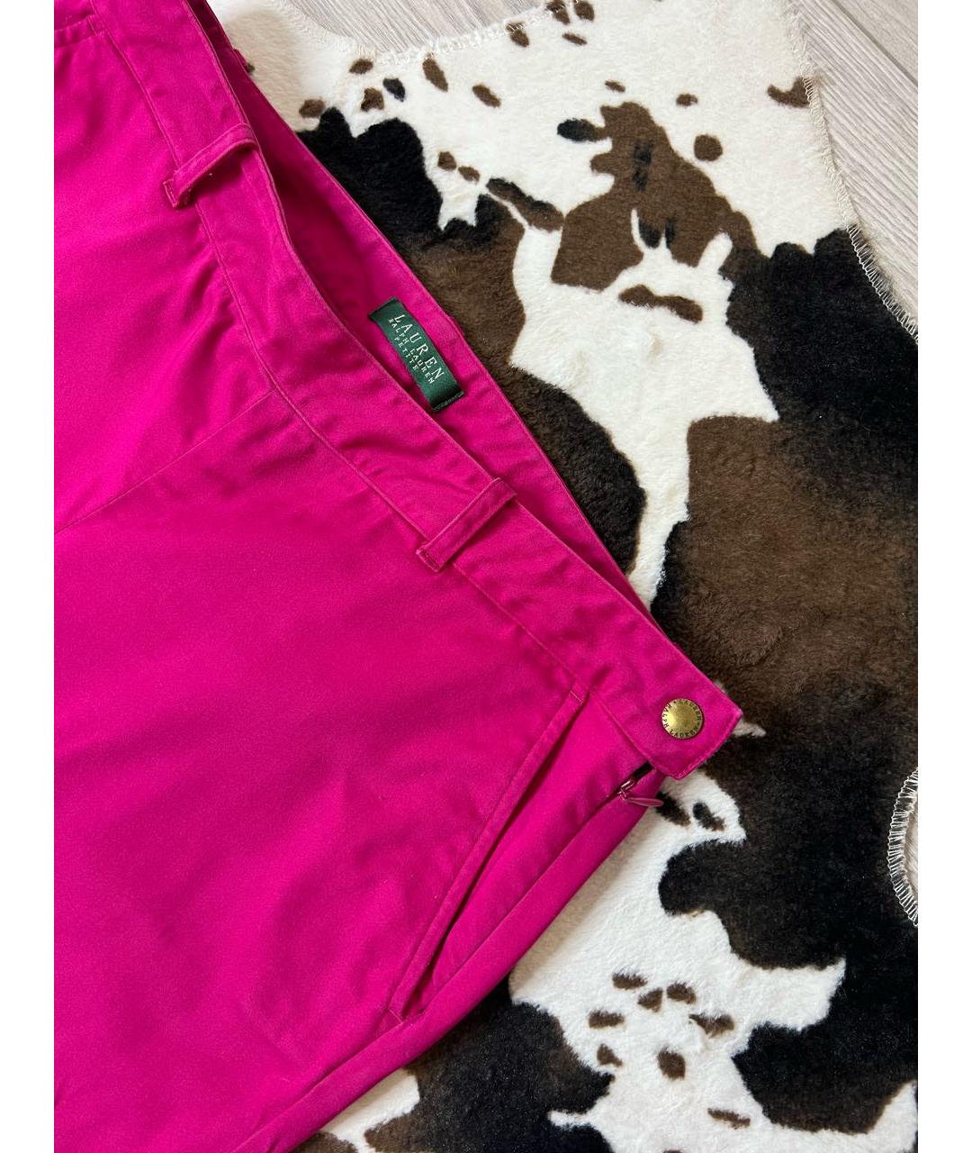 RALPH LAUREN Розовые хлопко-эластановые брюки узкие, фото 5