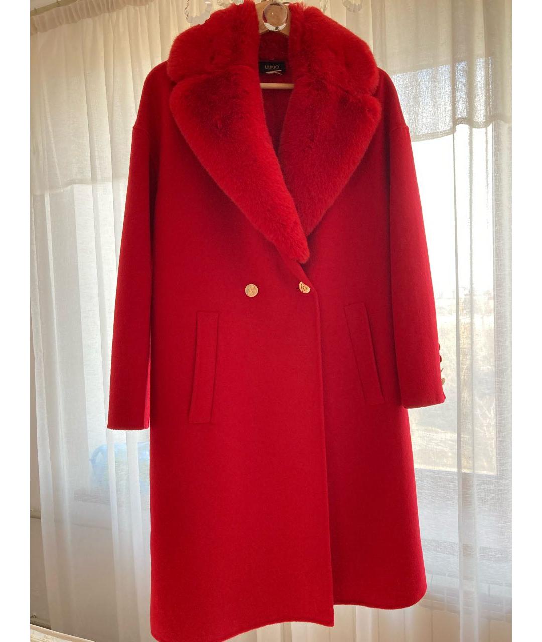 LIU JO Красное шерстяное пальто, фото 4