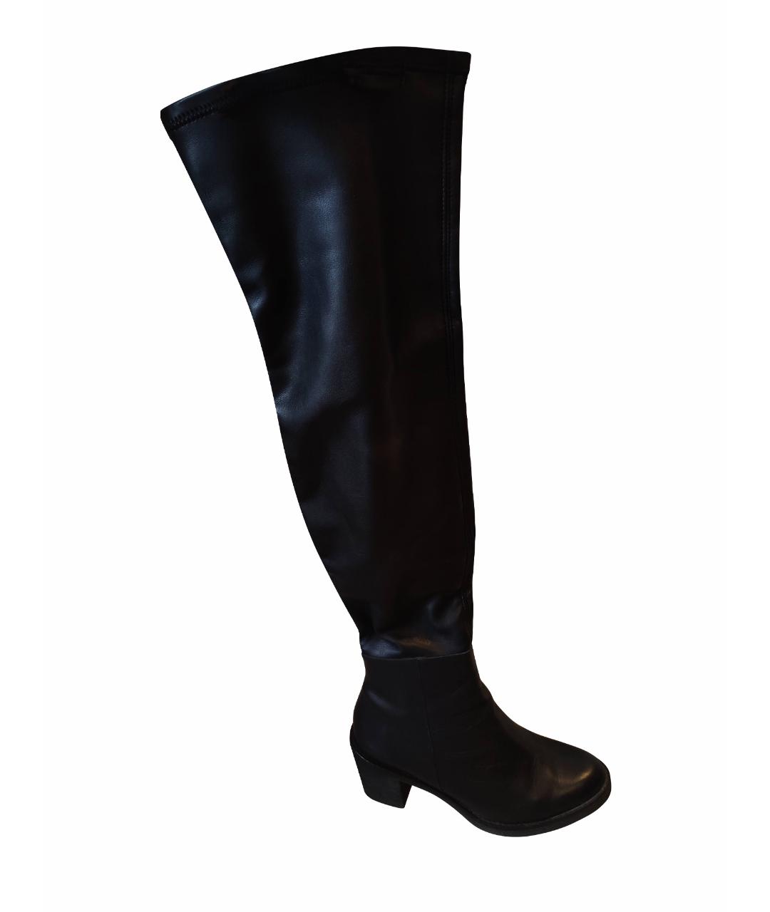 VIC MATIE Черные кожаные ботфорты, фото 1