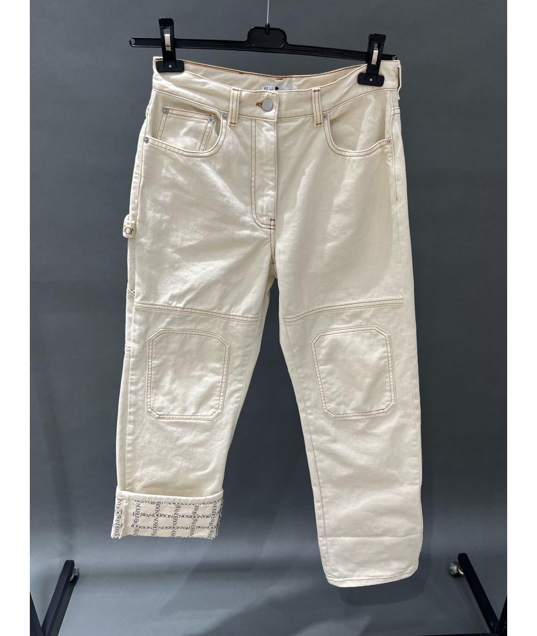 J.W.ANDERSON Бежевые хлопковые прямые джинсы, фото 4