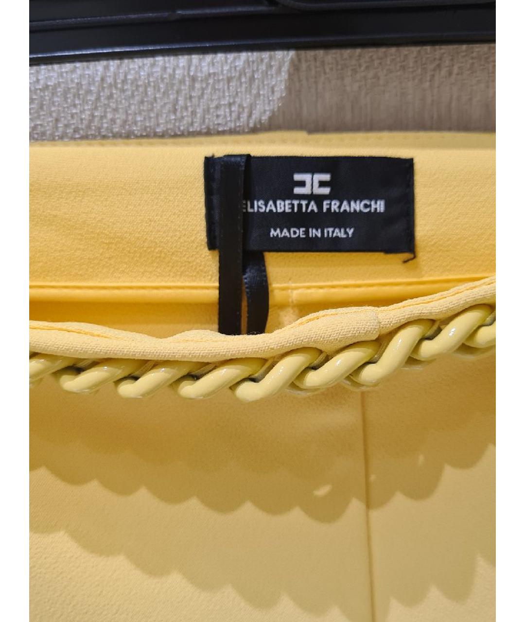 ELISABETTA FRANCHI Желтые полиэстеровые брюки узкие, фото 3