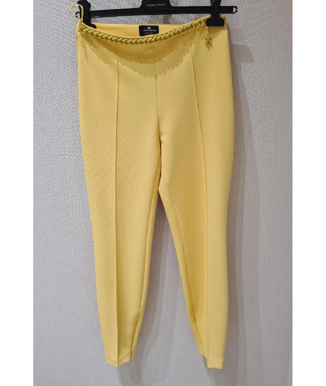 ELISABETTA FRANCHI Желтые полиэстеровые брюки узкие, фото 6