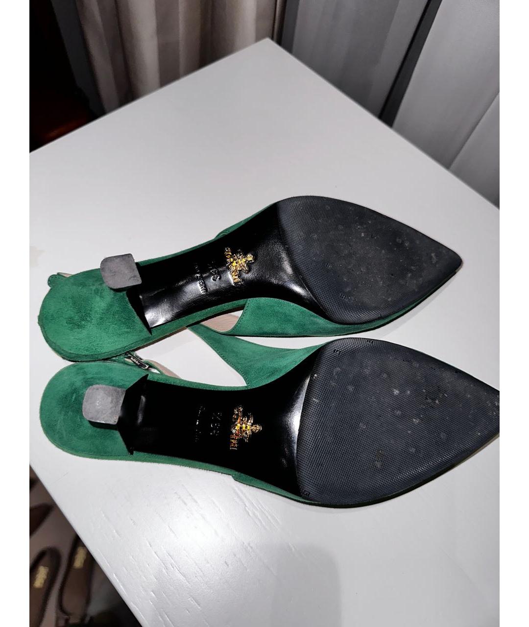 PRADA Зеленые бархатные туфли, фото 5