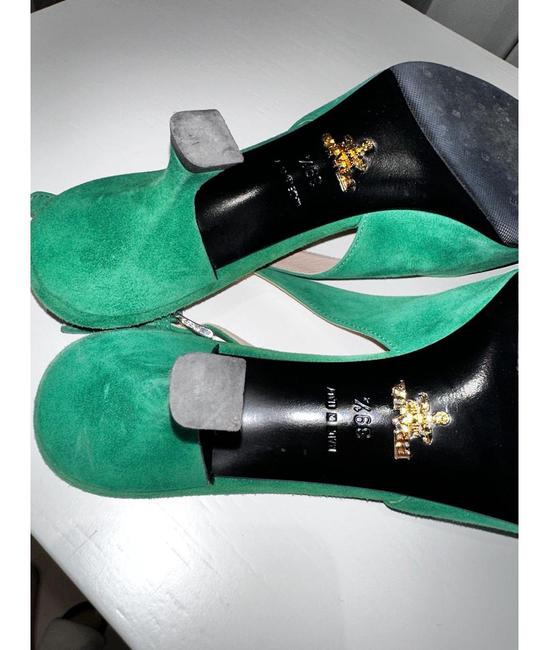 PRADA Зеленые бархатные туфли, фото 6
